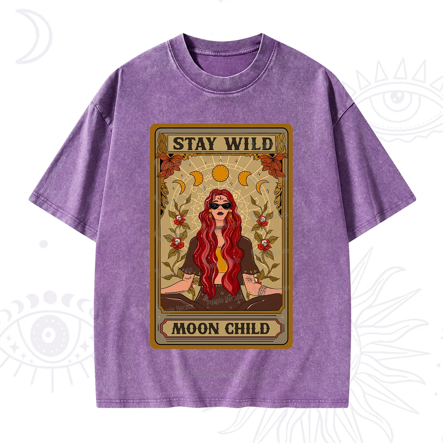 Purplehecate The Stay Wild Moon Child Oracle Card  Washed T-Shirt