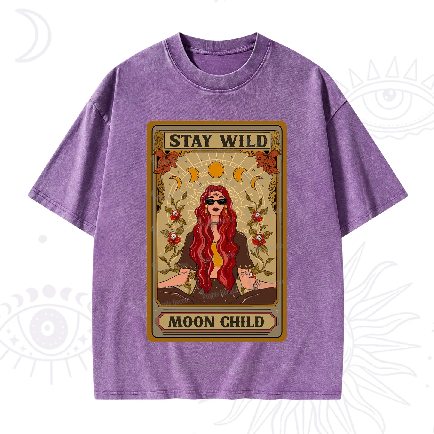 Purplehecate The Stay Wild Moon Child Oracle Card  Washed T-Shirt
