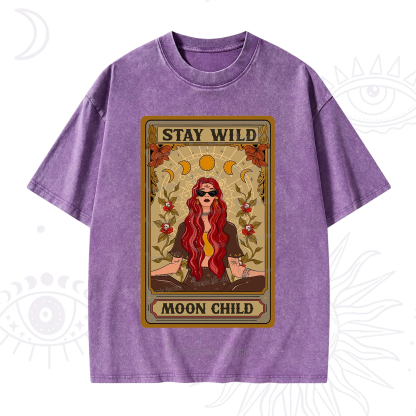 Purplehecate The Stay Wild Moon Child Oracle Card  Washed T-Shirt