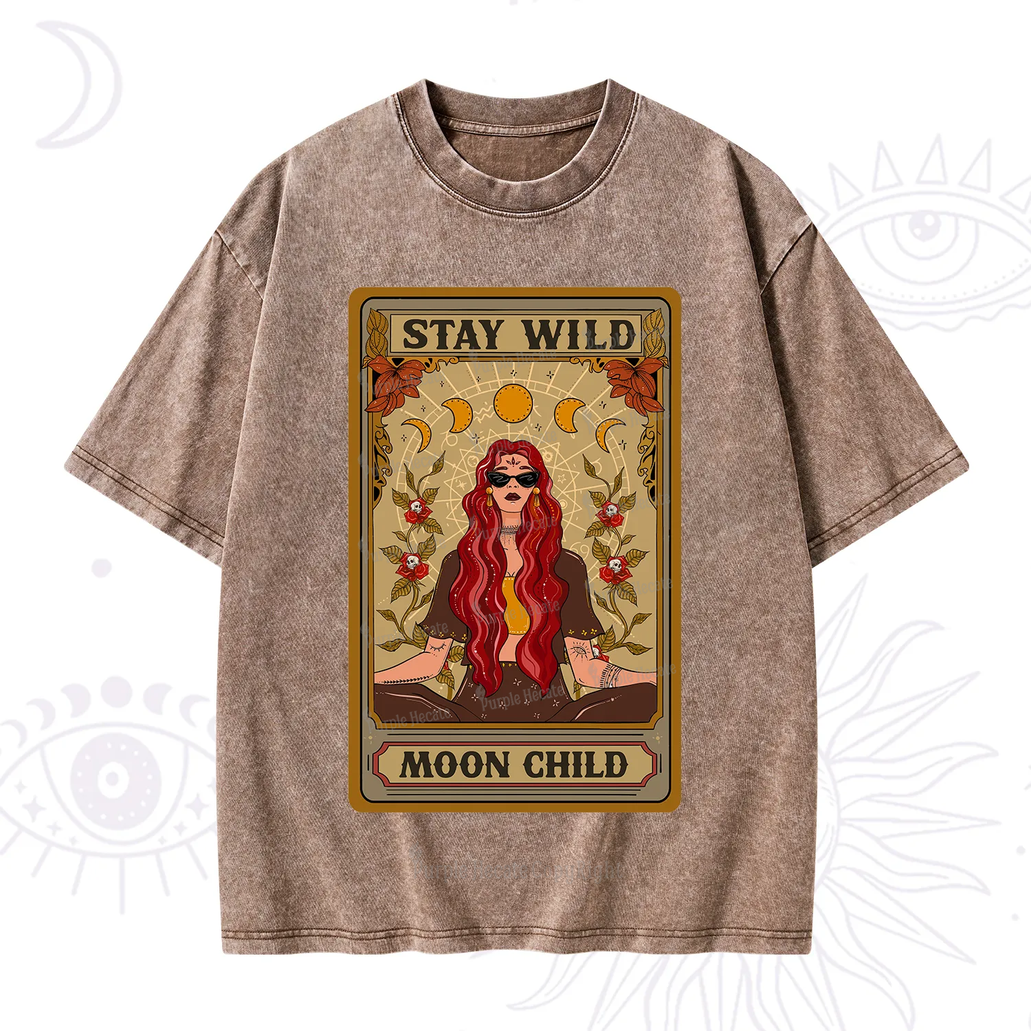 Purplehecate The Stay Wild Moon Child Oracle Card  Washed T-Shirt