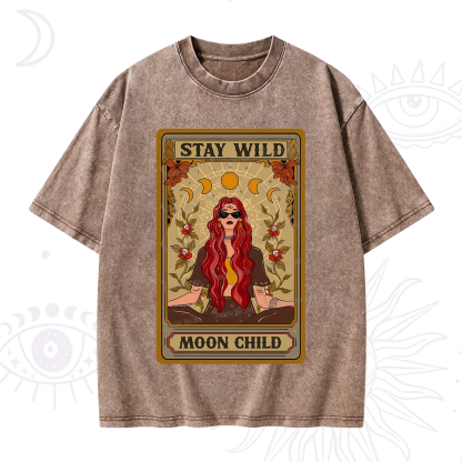 Purplehecate The Stay Wild Moon Child Oracle Card  Washed T-Shirt
