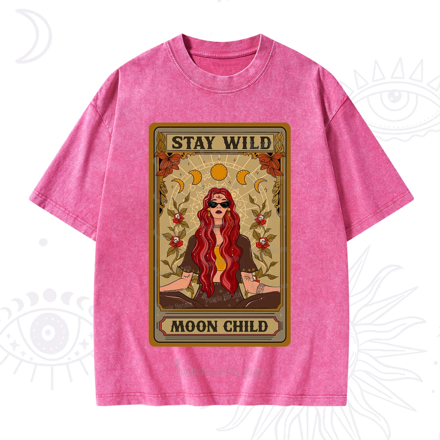 Purplehecate The Stay Wild Moon Child Oracle Card  Washed T-Shirt