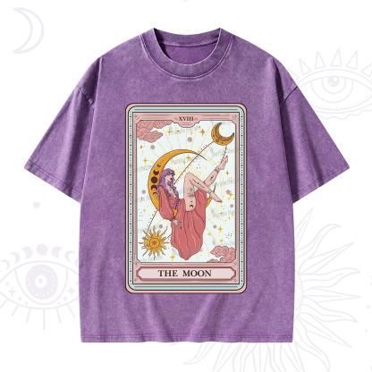 Purplehecate The Moon Tarot Washed T-Shirt