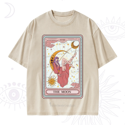 Purplehecate The Moon Tarot Washed T-Shirt