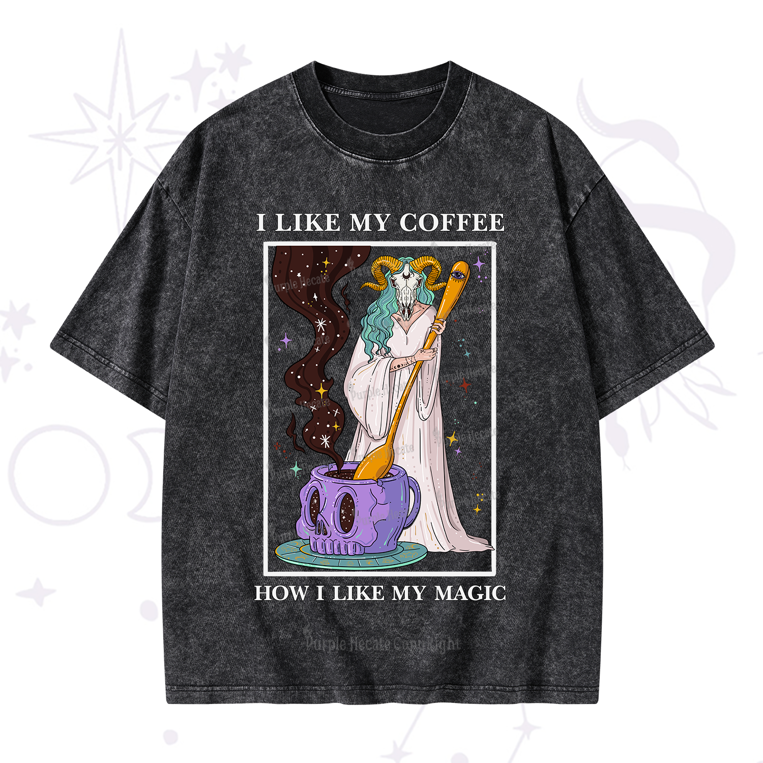 Purplehecate I Like My Coffee How I Like My Magic Washed T-Shirt