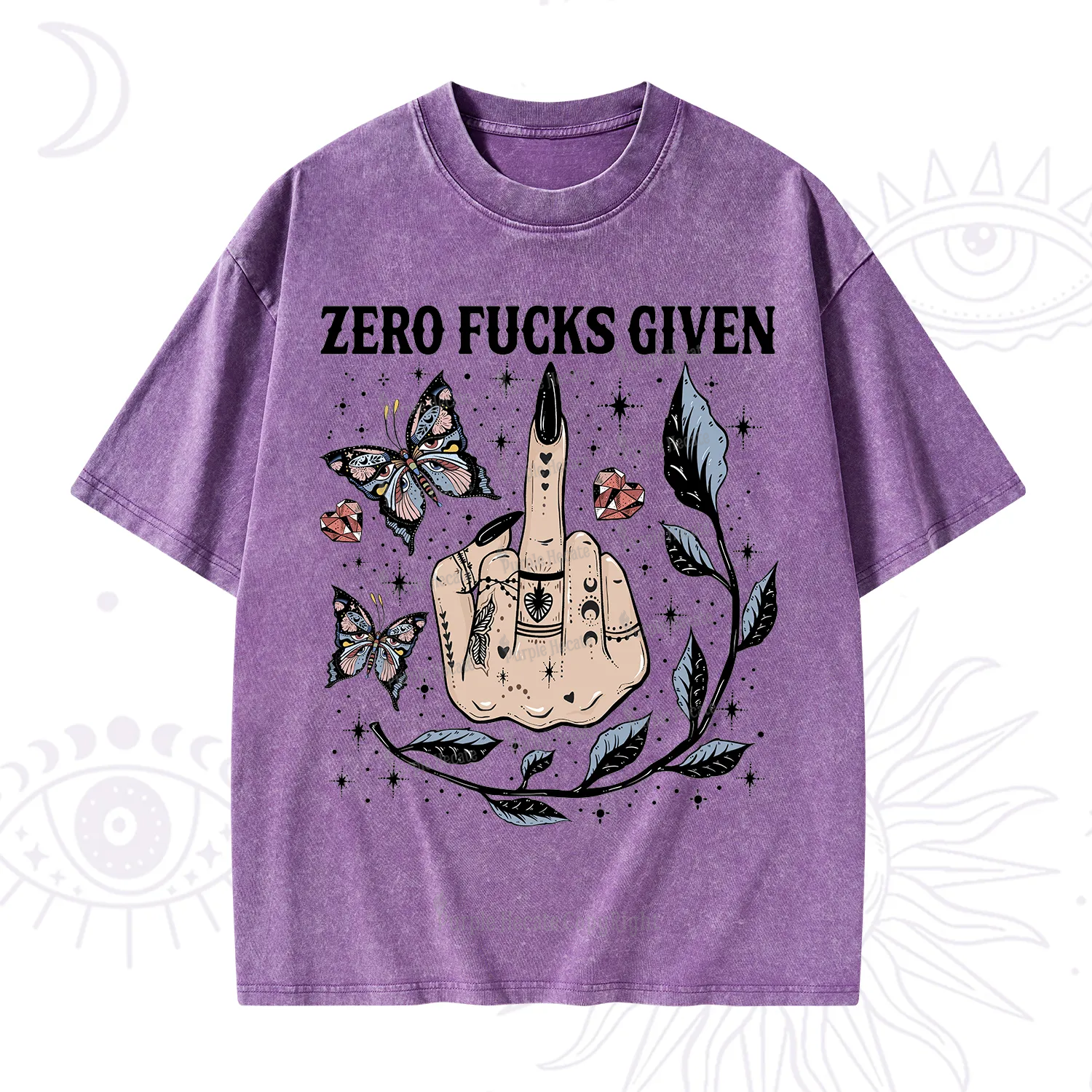 Purplehecate Zero Fucks Given Washed T-Shirt