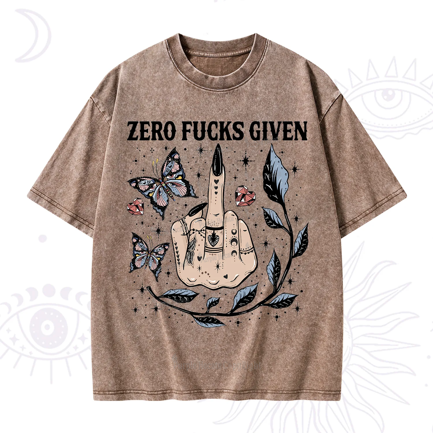 Purplehecate Zero Fucks Given Washed T-Shirt