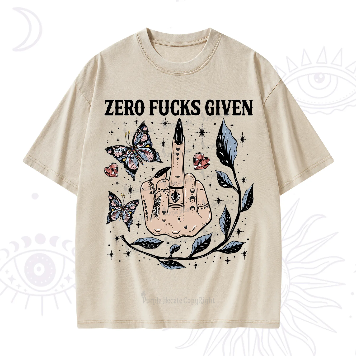 Purplehecate Zero Fucks Given Washed T-Shirt