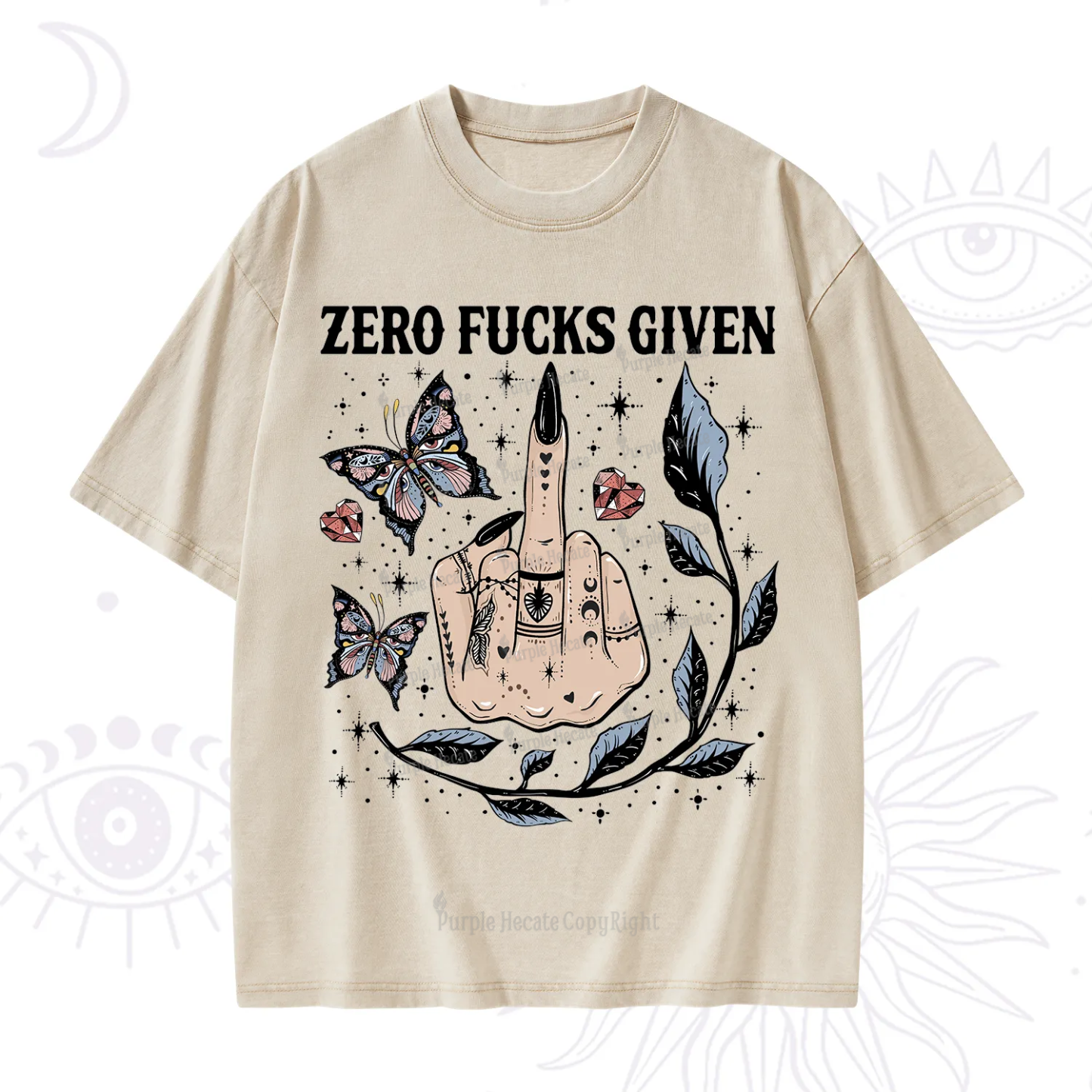 Purplehecate Zero Fucks Given Washed T-Shirt