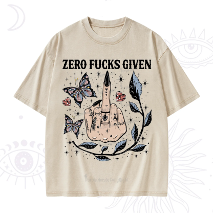 Purplehecate Zero Fucks Given Washed T-Shirt