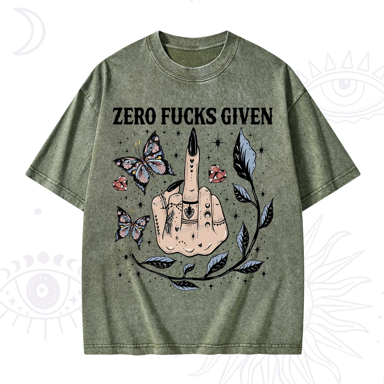 Purplehecate Zero Fucks Given Washed T-Shirt