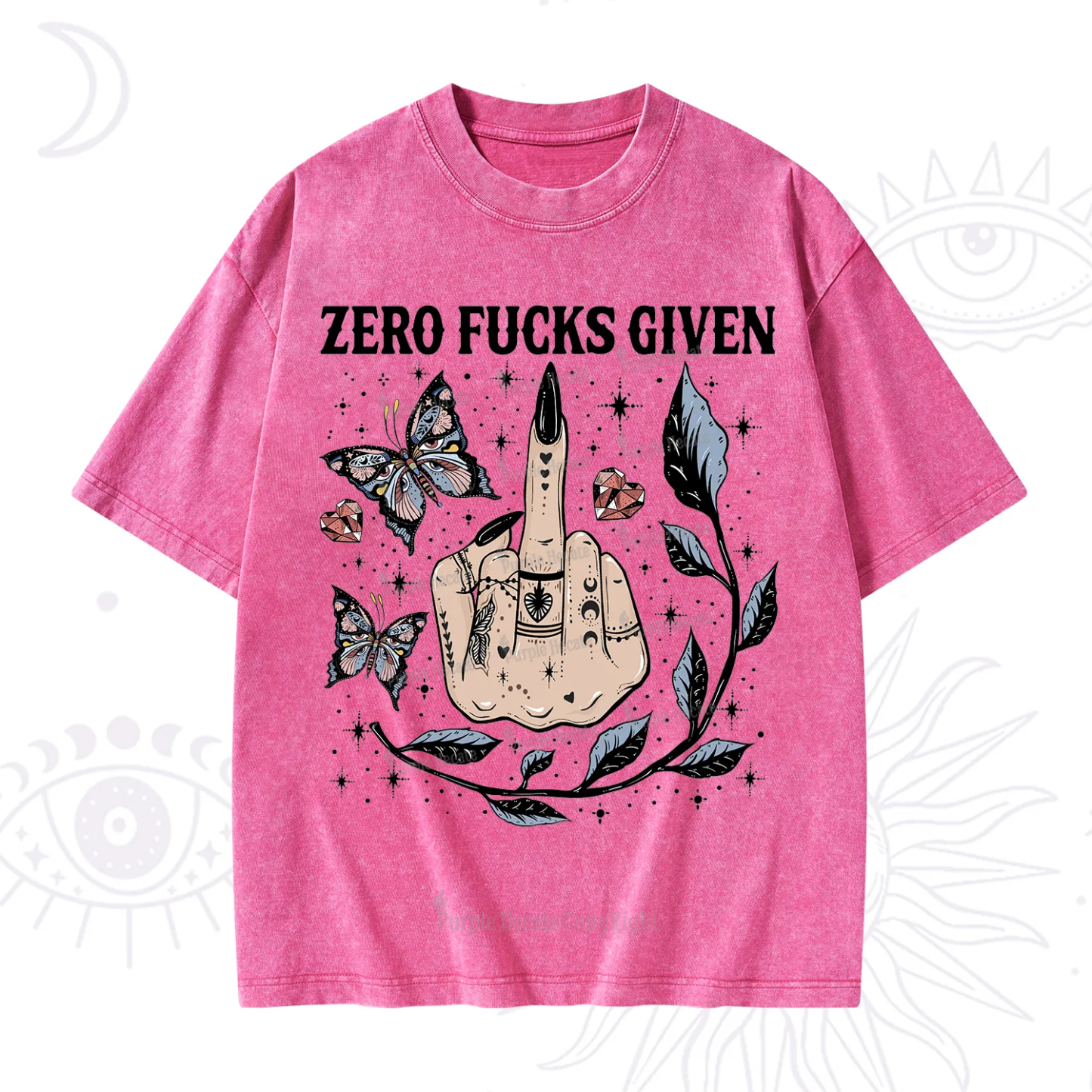 Purplehecate Zero Fucks Given Washed T-Shirt