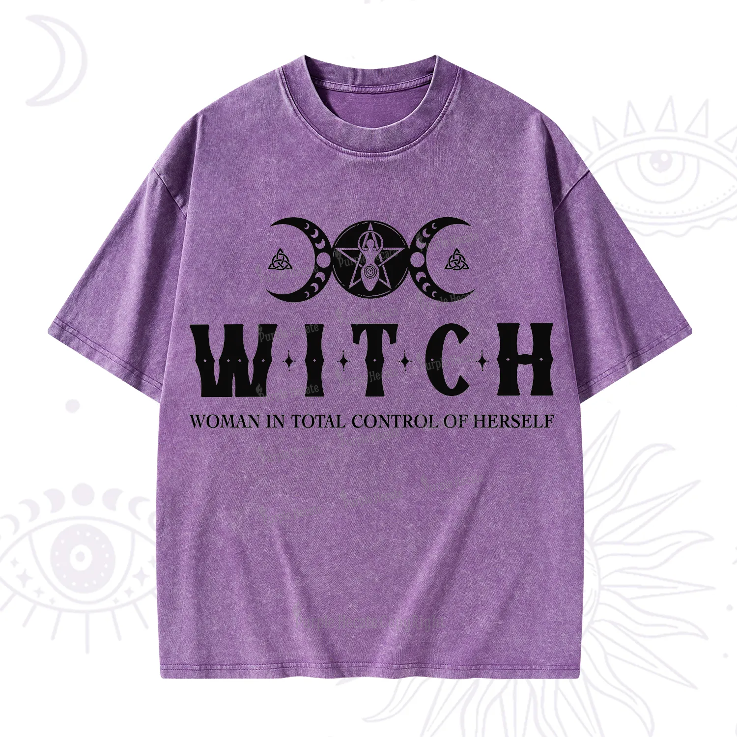 Purplehecate Hecate Woman in Total Control of Herself Washed T-Shirt