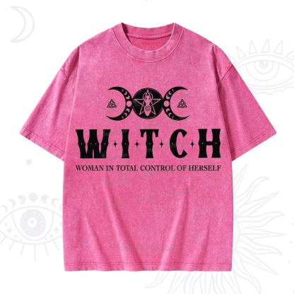 Purplehecate Hecate Woman in Total Control of Herself Washed T-Shirt