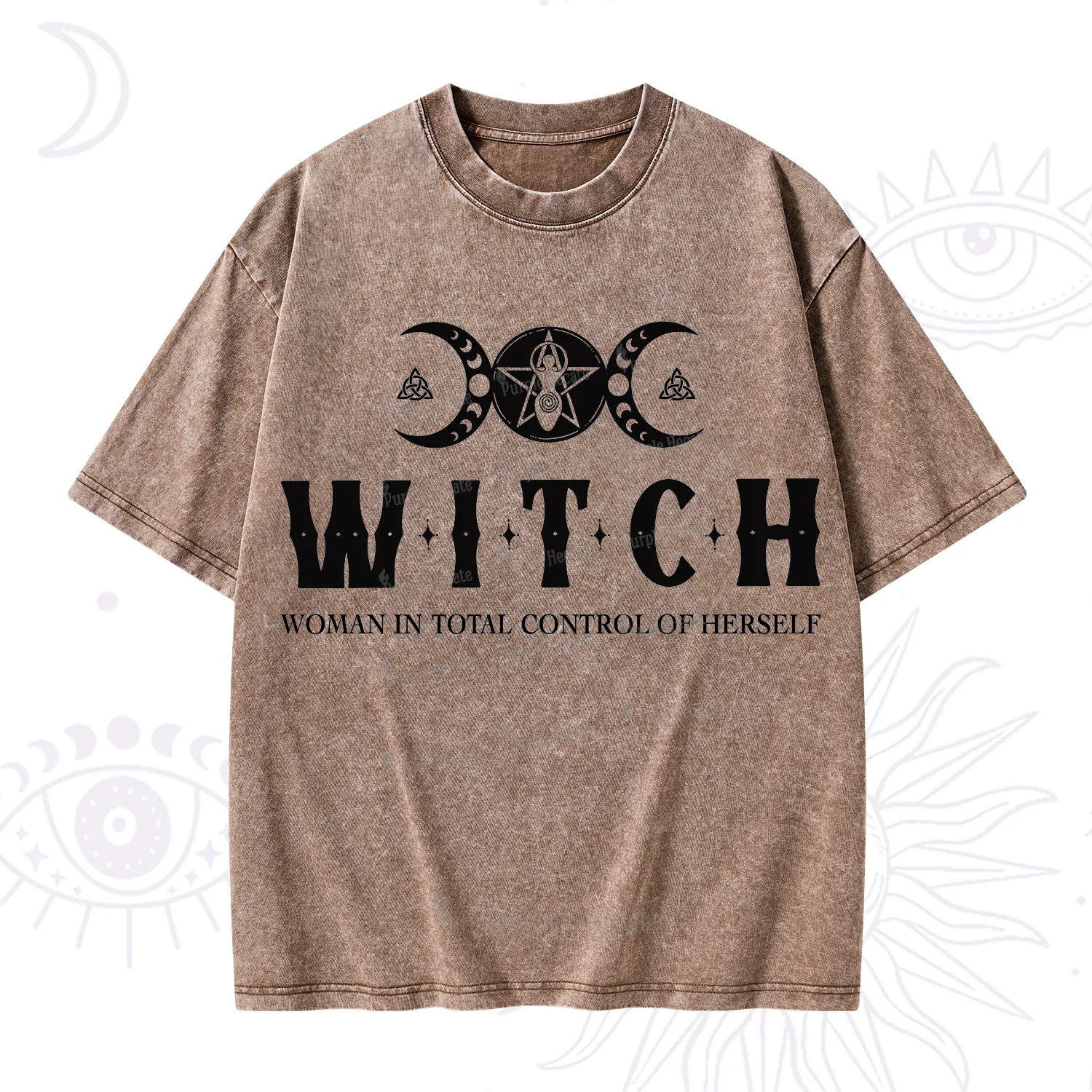 Purplehecate Hecate Woman in Total Control of Herself Washed T-Shirt