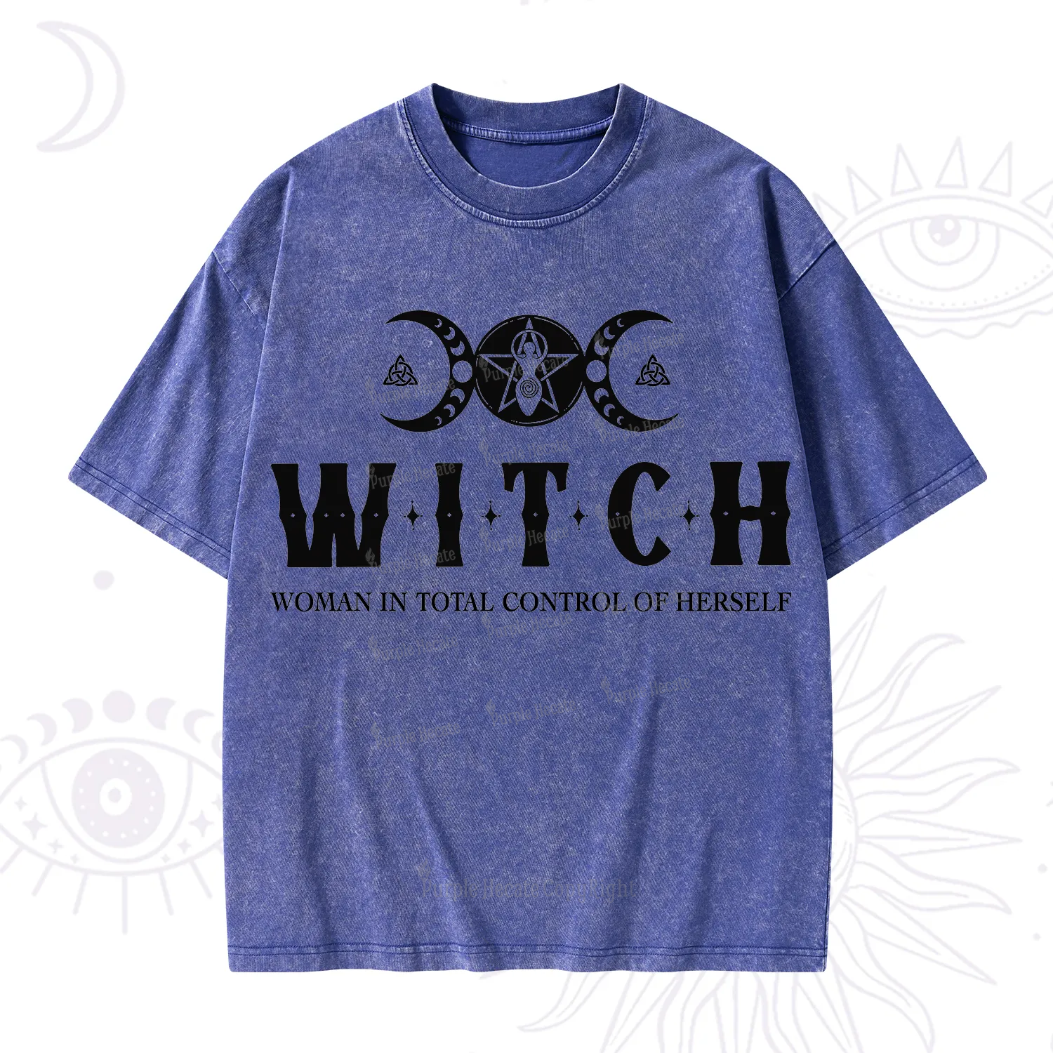 Purplehecate Hecate Woman in Total Control of Herself Washed T-Shirt