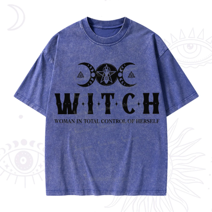 Purplehecate Hecate Woman in Total Control of Herself Washed T-Shirt