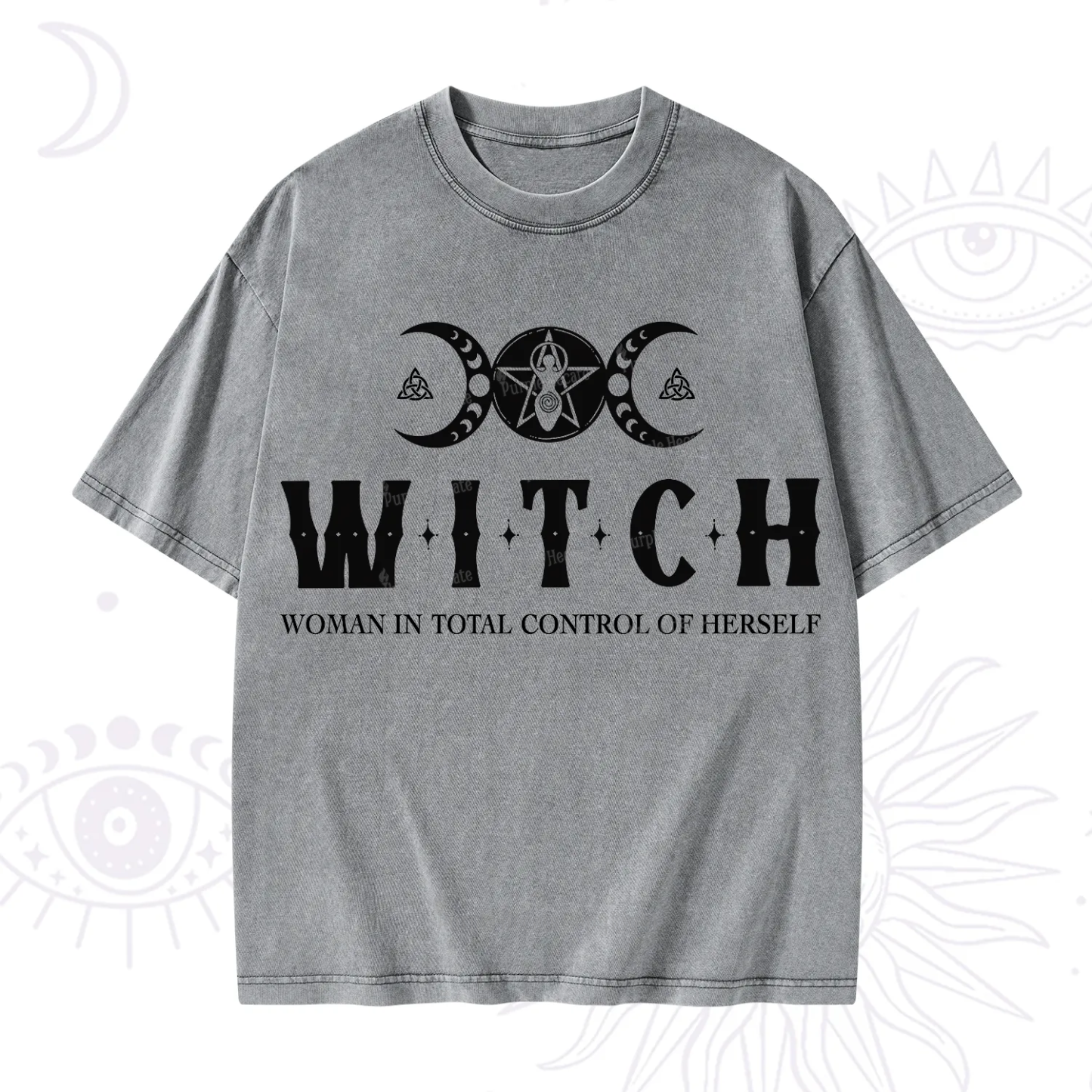 Purplehecate Hecate Woman in Total Control of Herself Washed T-Shirt