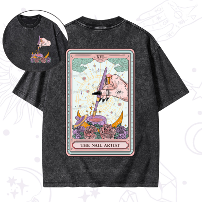 Purplehecate The Nail Artist Tarot Card Washed T-Shirt