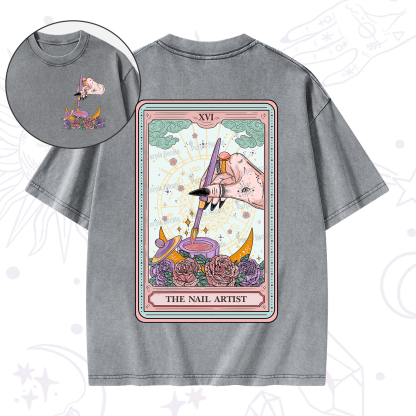 Purplehecate The Nail Artist Tarot Card Washed T-Shirt