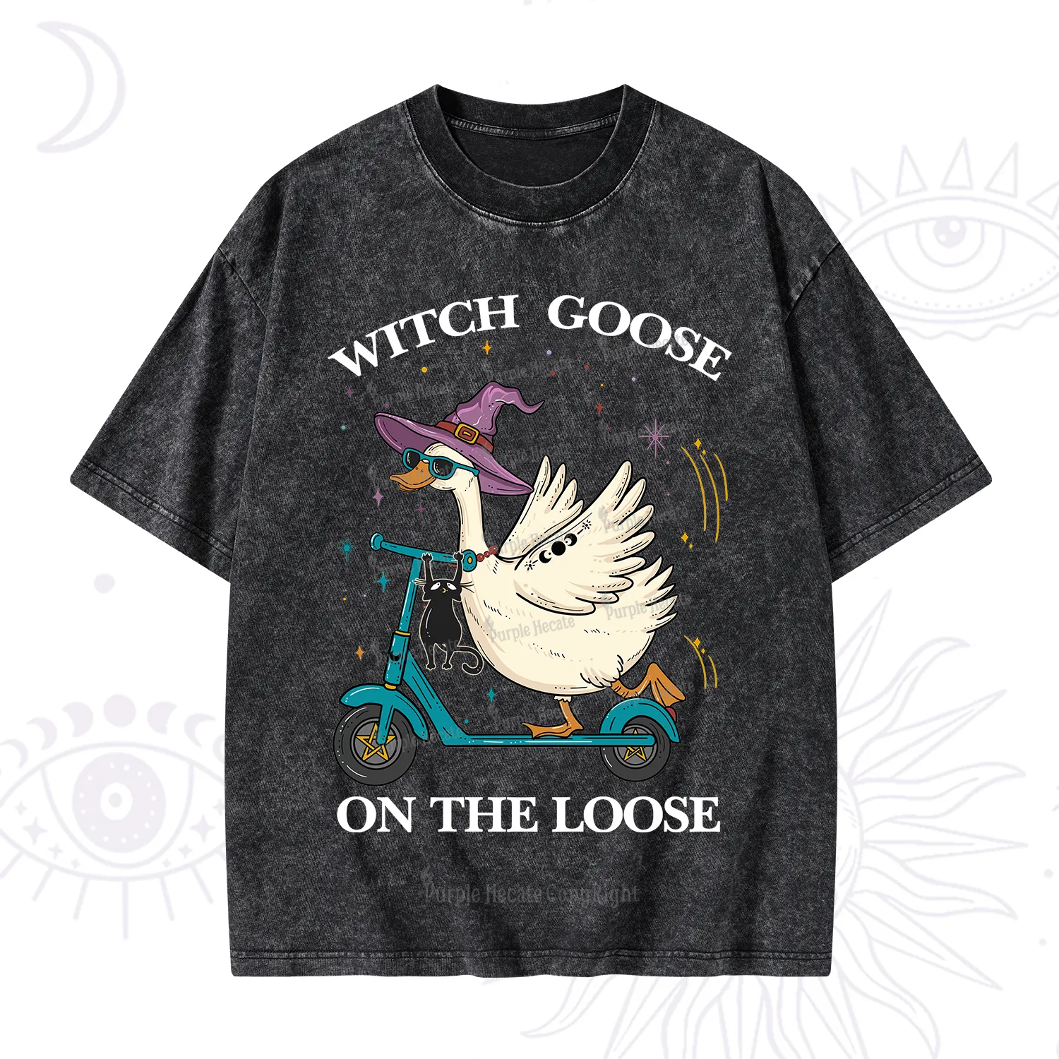 Purplehecate Witch Goose On The Loose Washed T-Shirt