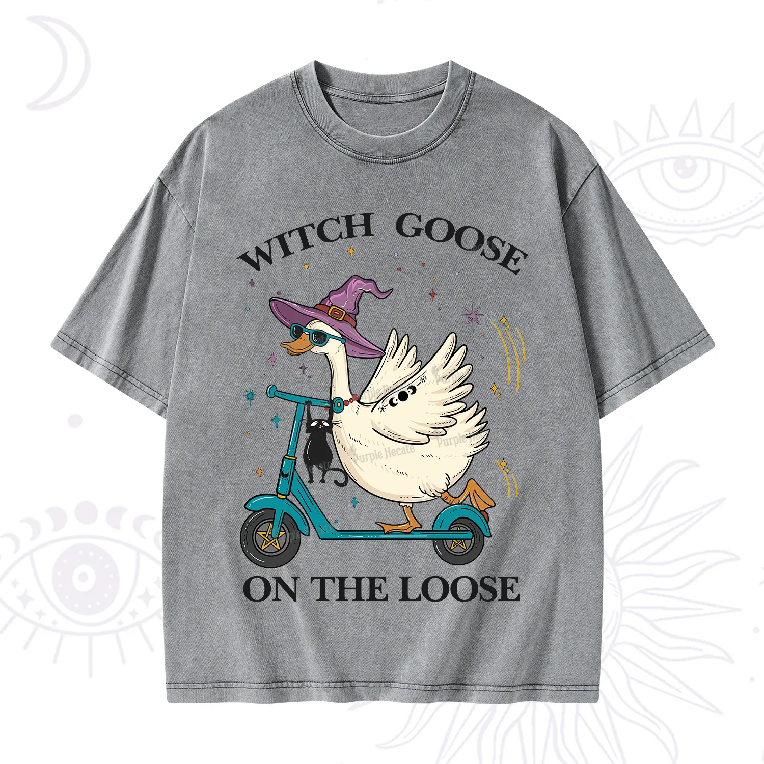 Purplehecate Witch Goose On The Loose Washed T-Shirt