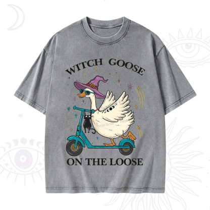 Purplehecate Witch Goose On The Loose Washed T-Shirt