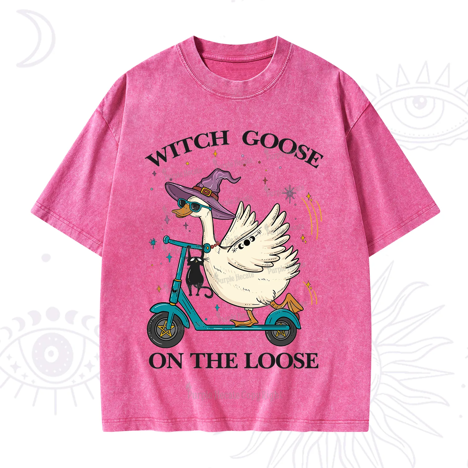 Purplehecate Witch Goose On The Loose Washed T-Shirt