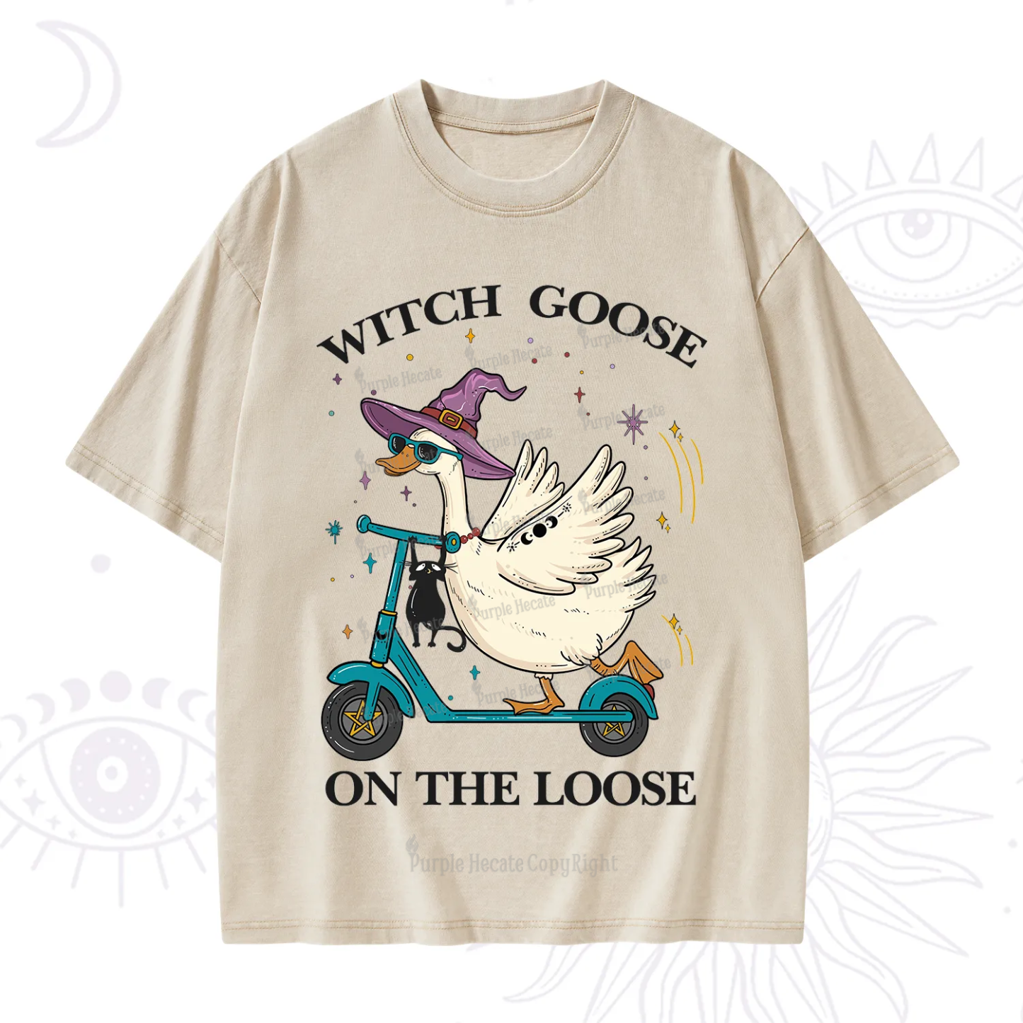 Purplehecate Witch Goose On The Loose Washed T-Shirt