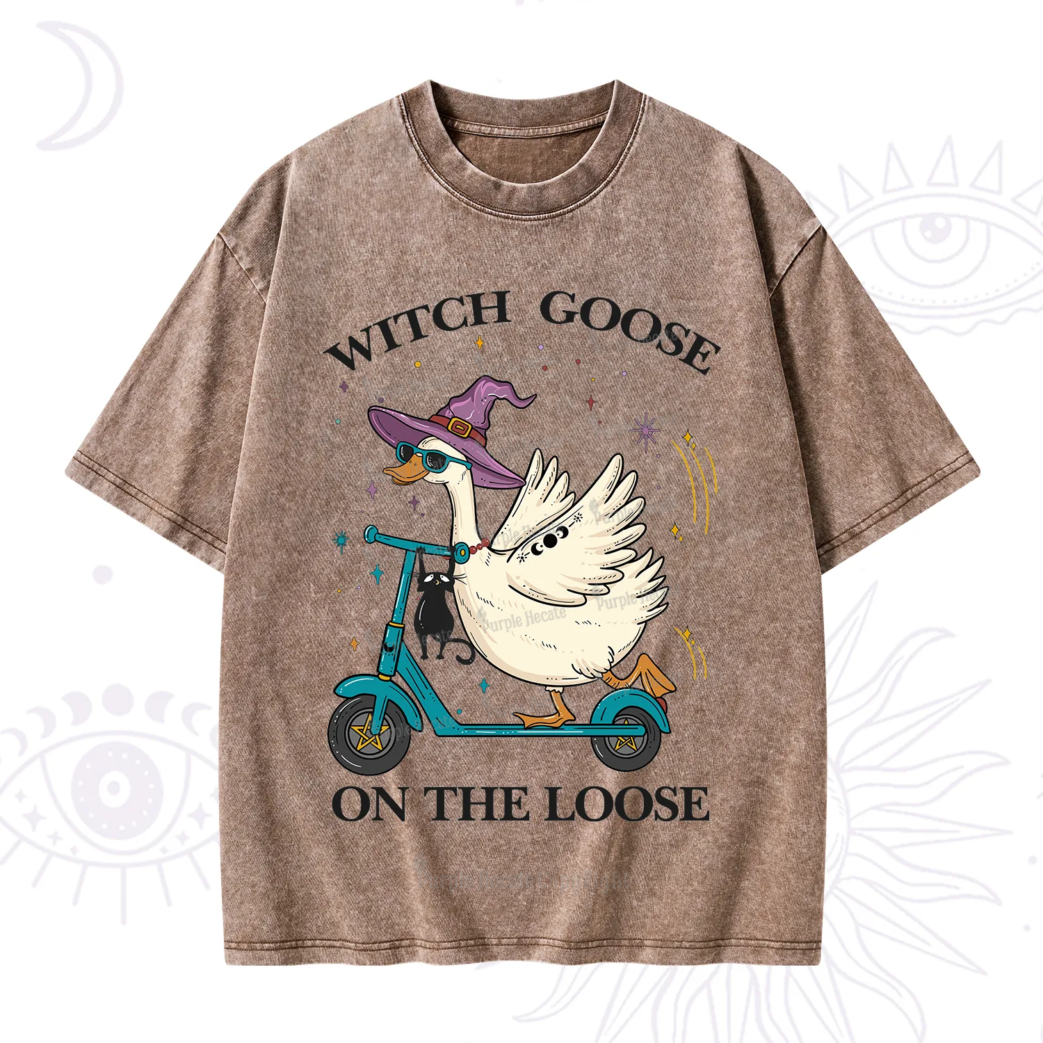 Purplehecate Witch Goose On The Loose Washed T-Shirt