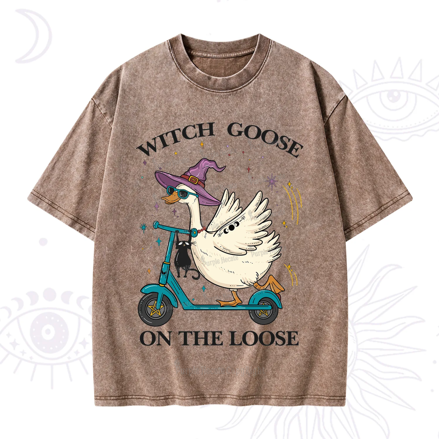 Purplehecate Witch Goose On The Loose Washed T-Shirt