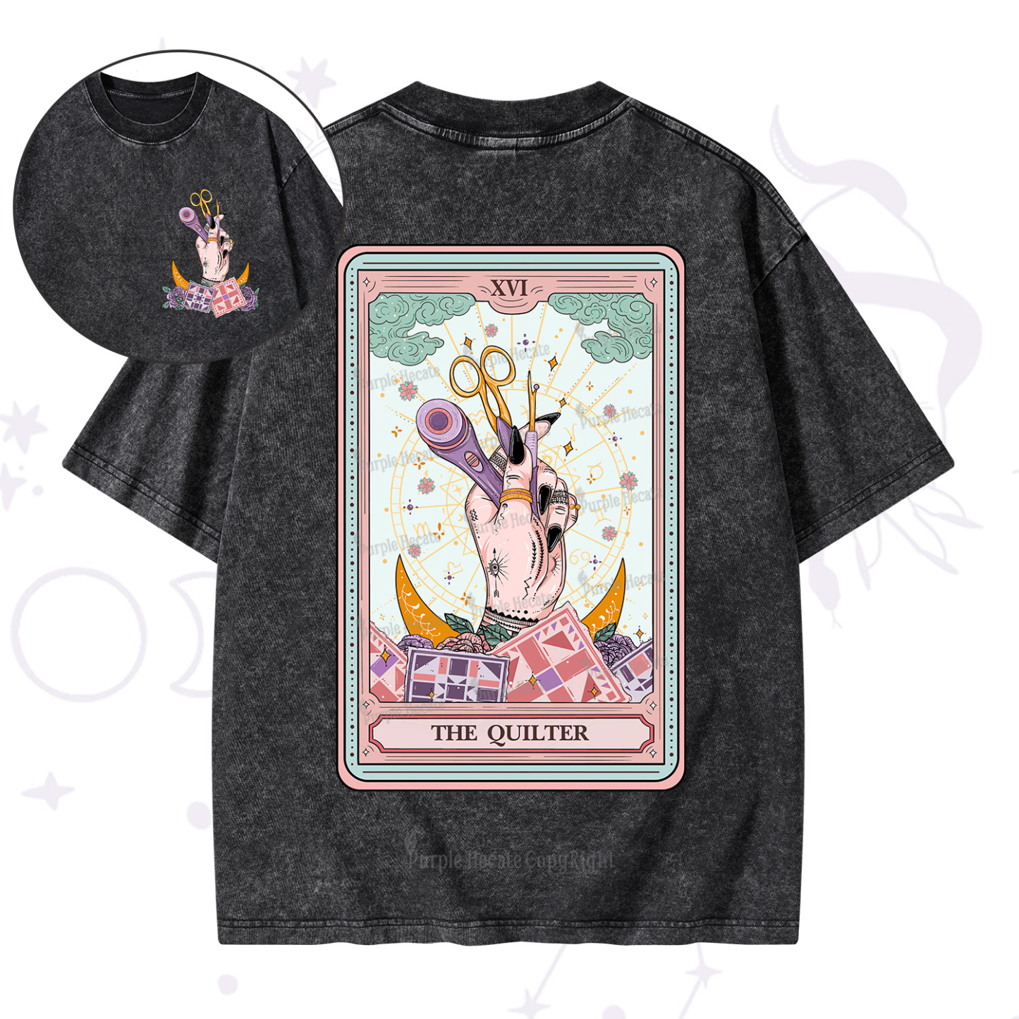 Purplehecate The Quilter Tarot Card Washed T-Shirt
