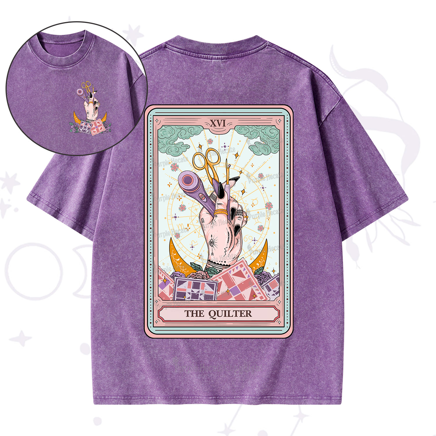 Purplehecate The Quilter Tarot Card Washed T-Shirt