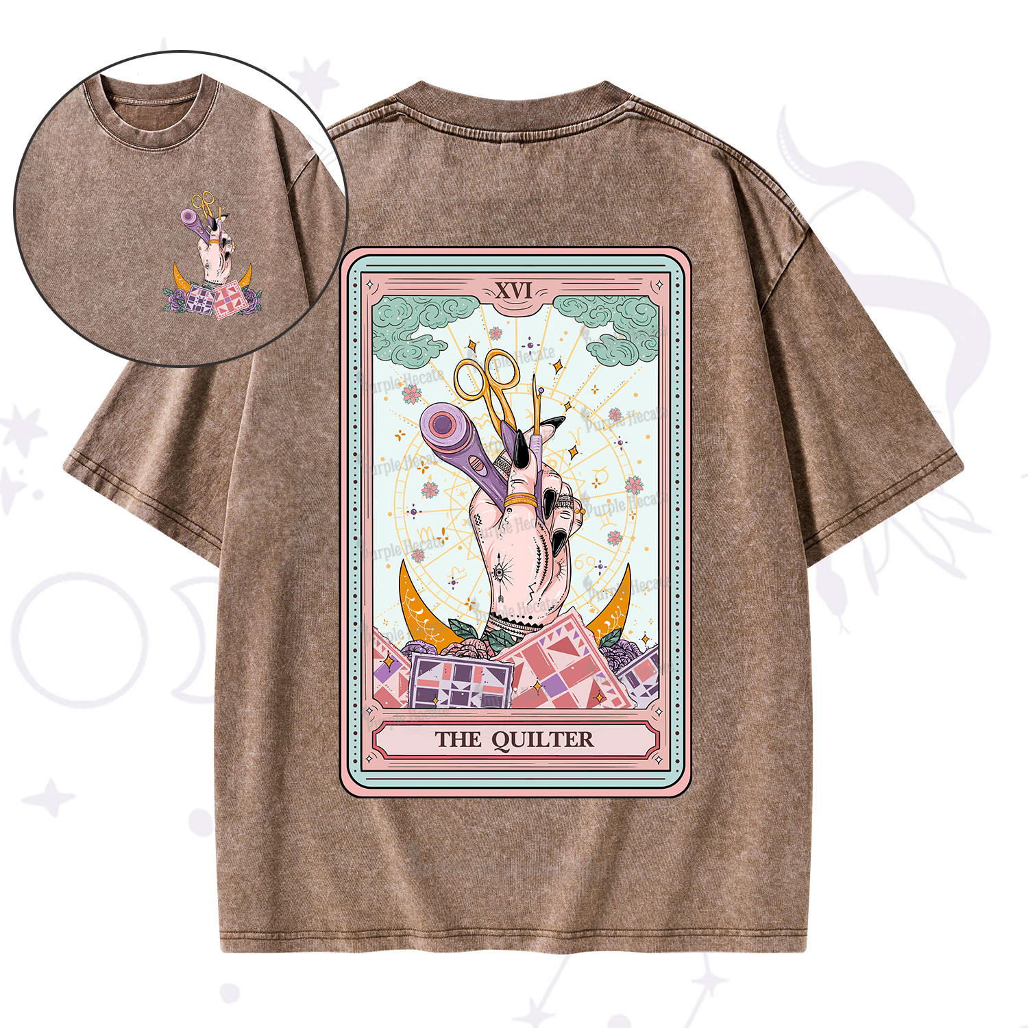 Purplehecate The Quilter Tarot Card Washed T-Shirt