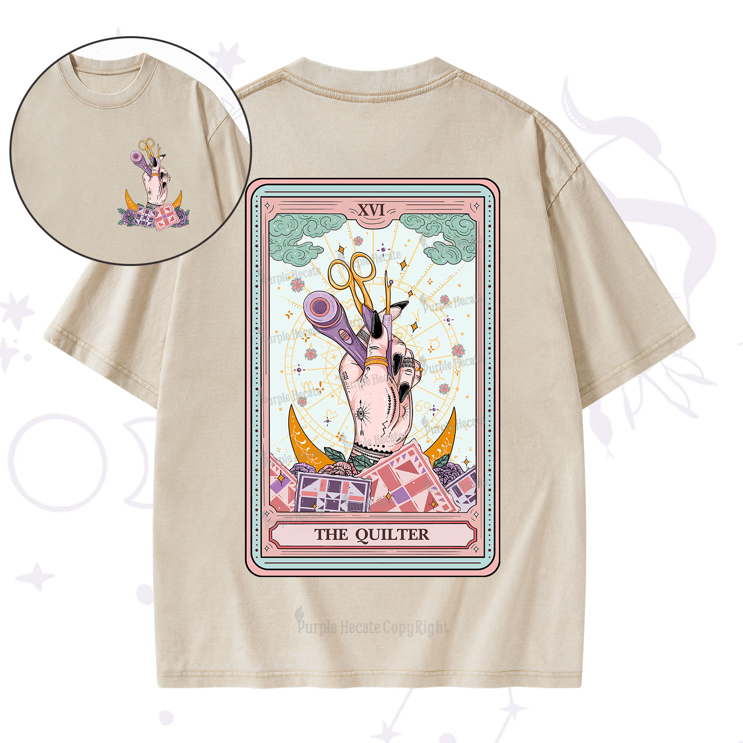 Purplehecate The Quilter Tarot Card Washed T-Shirt