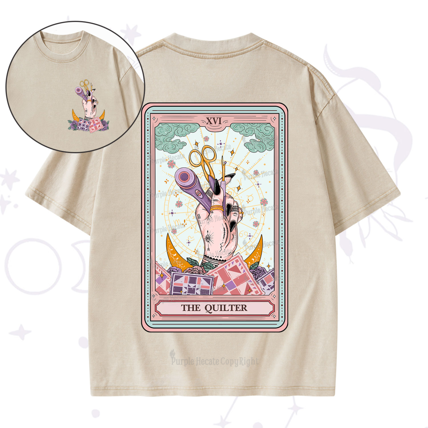 Purplehecate The Quilter Tarot Card Washed T-Shirt