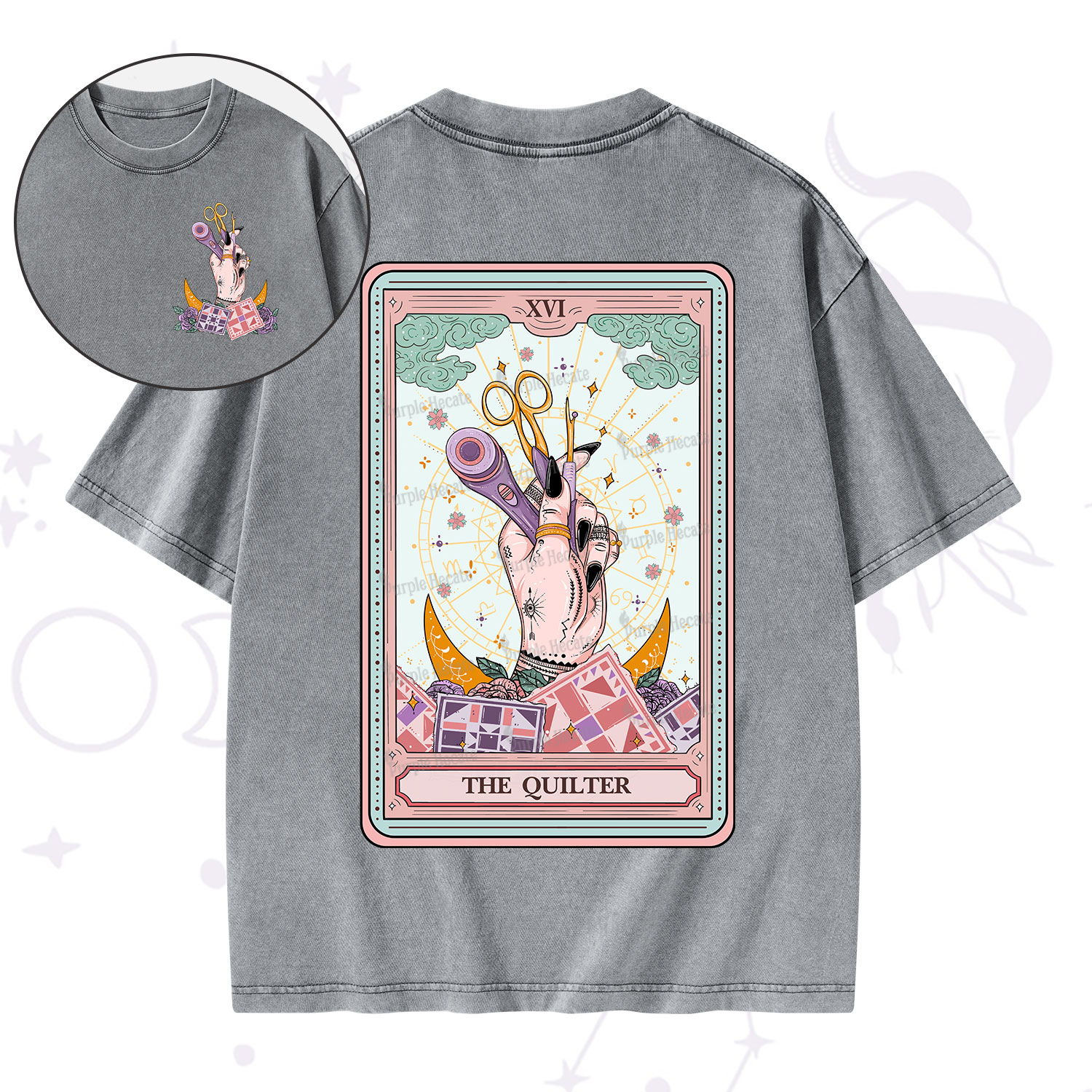 Purplehecate The Quilter Tarot Card Washed T-Shirt