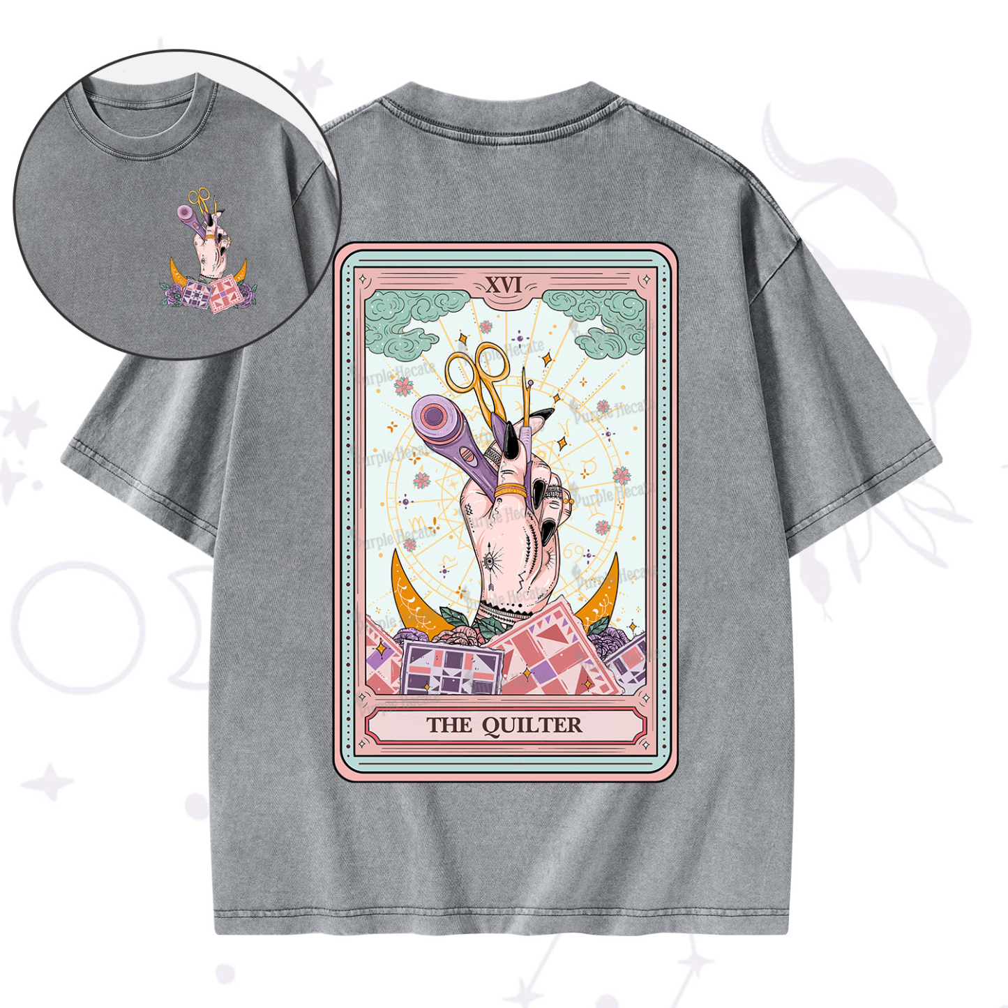 Purplehecate The Quilter Tarot Card Washed T-Shirt
