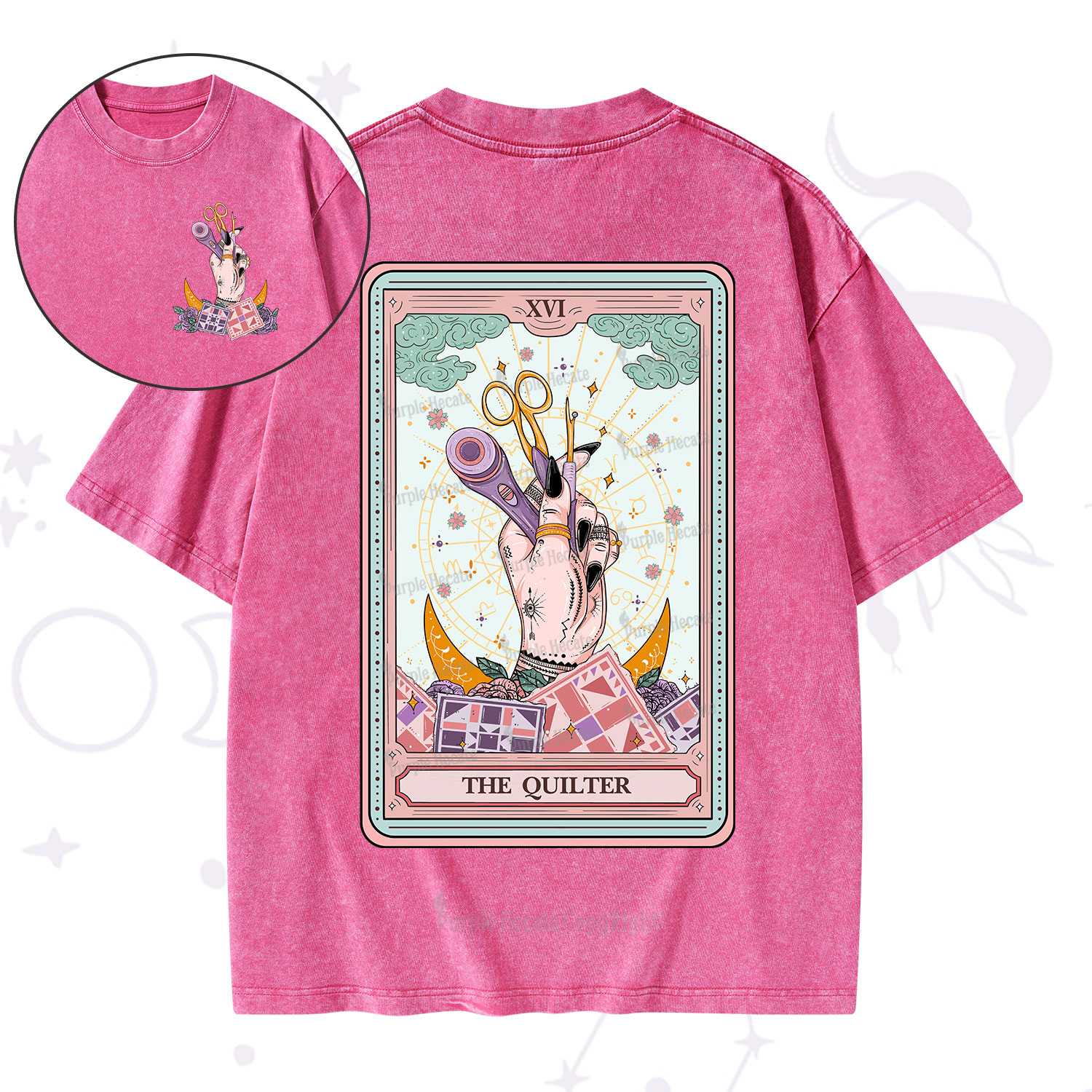 Purplehecate The Quilter Tarot Card Washed T-Shirt