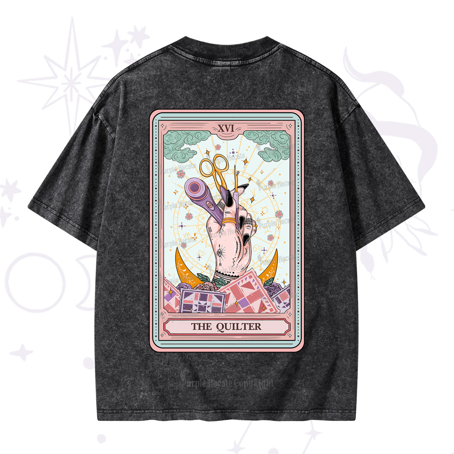 Purplehecate The Quilter Tarot Card Washed T-Shirt