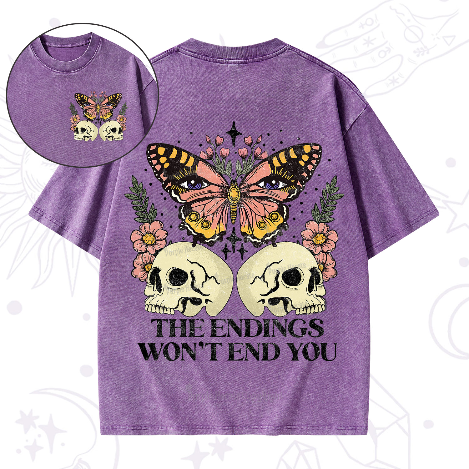 Purplehecate The Endings Won't End You Washed T-Shirt