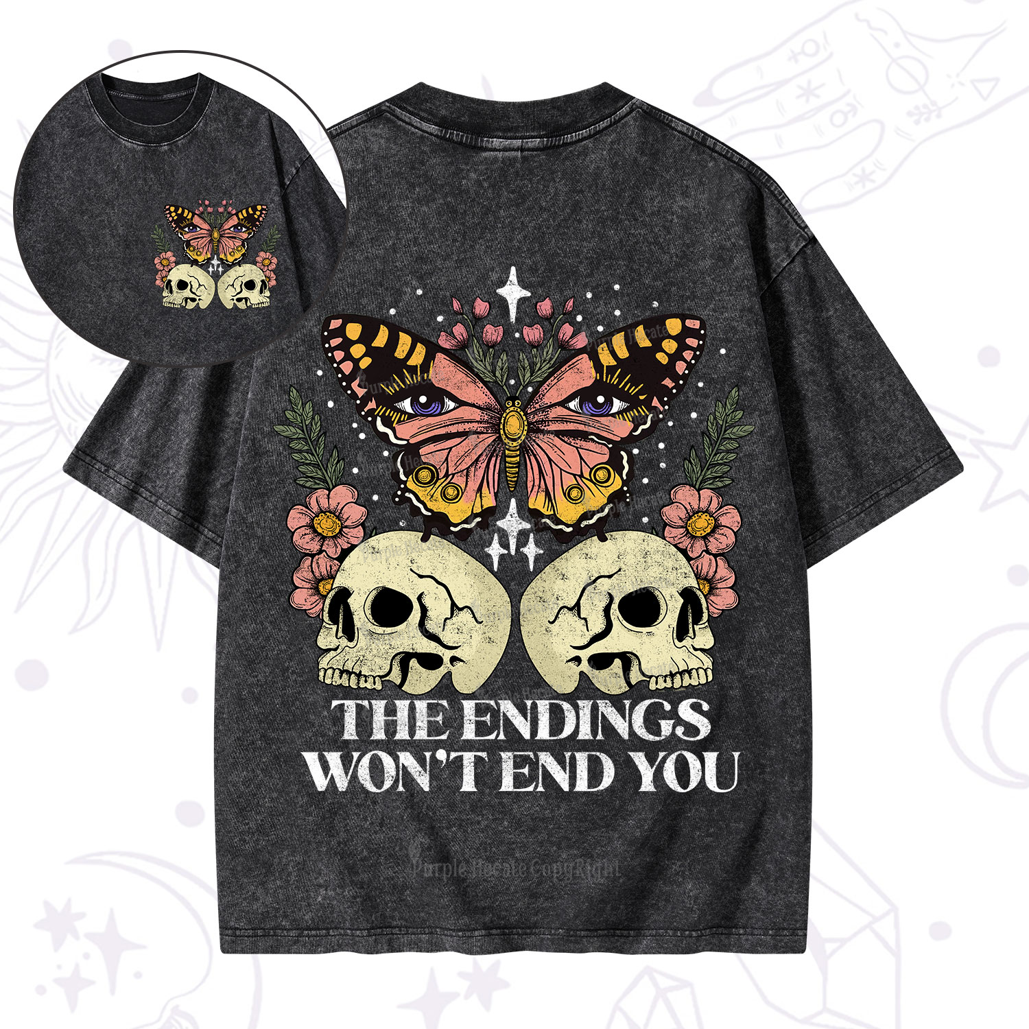 Purplehecate The Endings Won't End You Washed T-Shirt