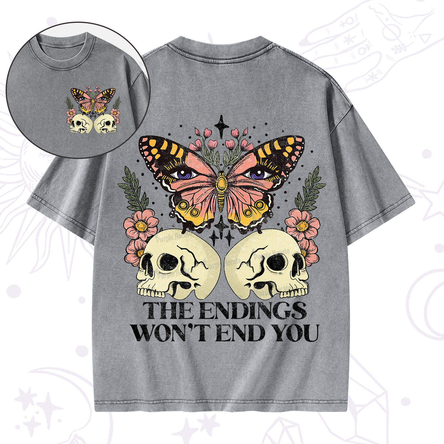 Purplehecate The Endings Won't End You Washed T-Shirt