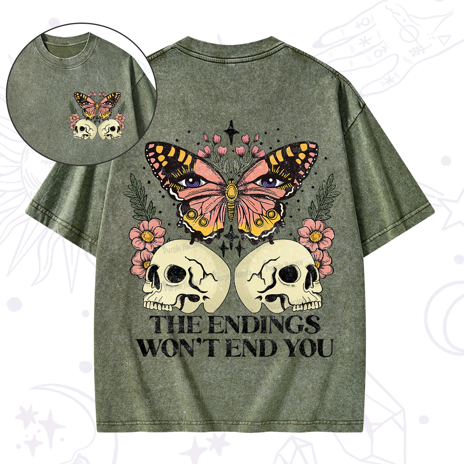 Purplehecate The Endings Won't End You Washed T-Shirt