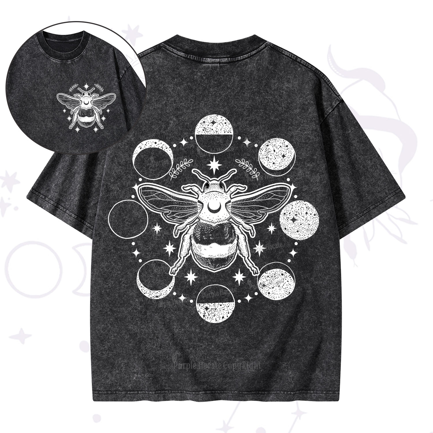 Purplehecate Moon Bee Washed T-Shirt