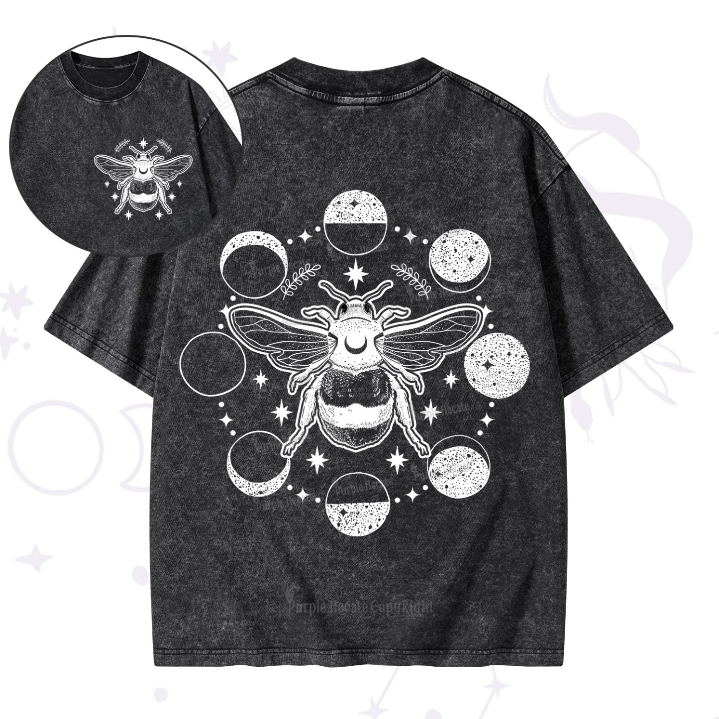 Purplehecate Moon Bee Washed T-Shirt