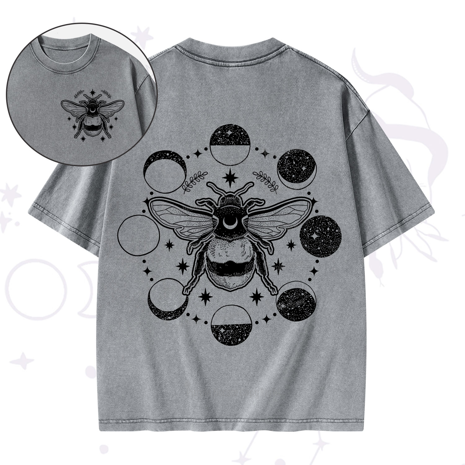 Purplehecate Moon Bee Washed T-Shirt