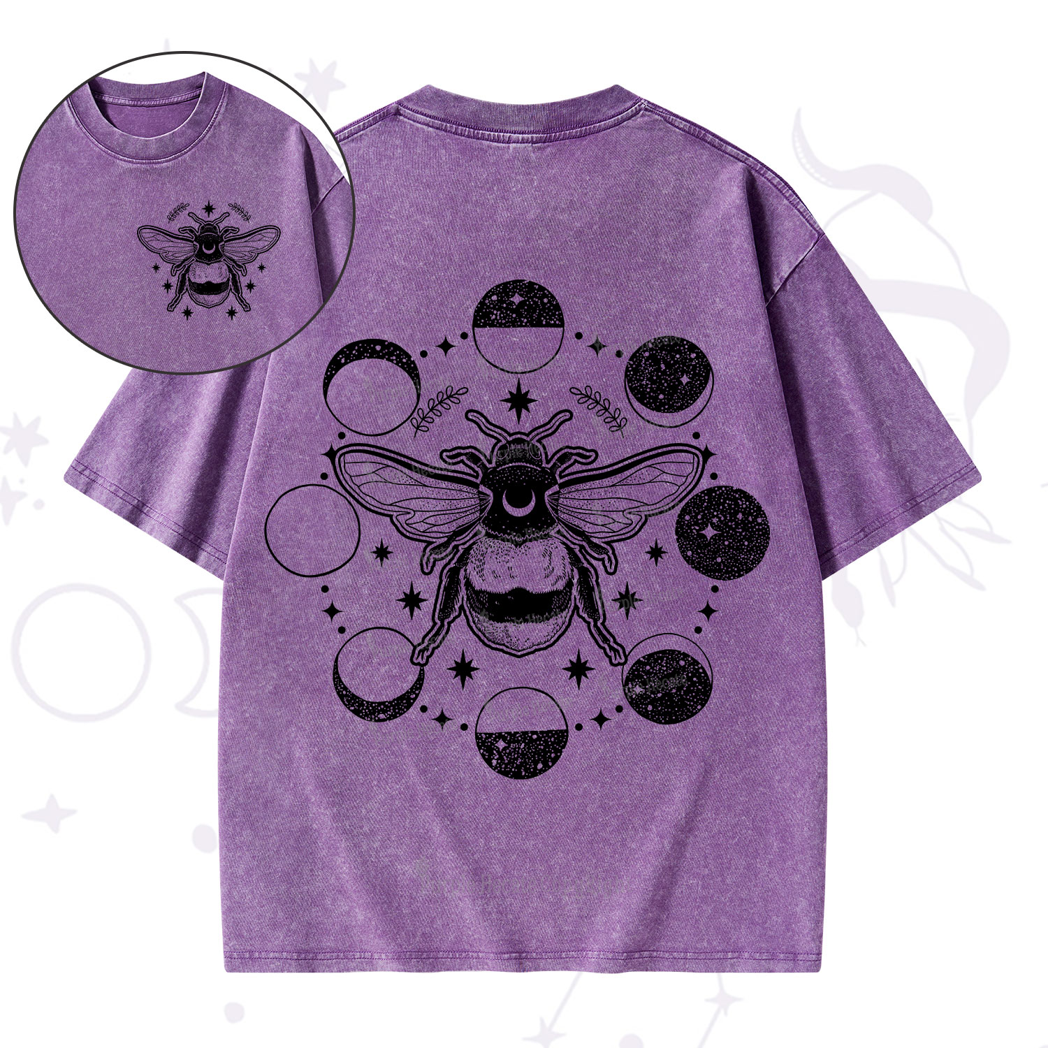 Purplehecate Moon Bee Washed T-Shirt