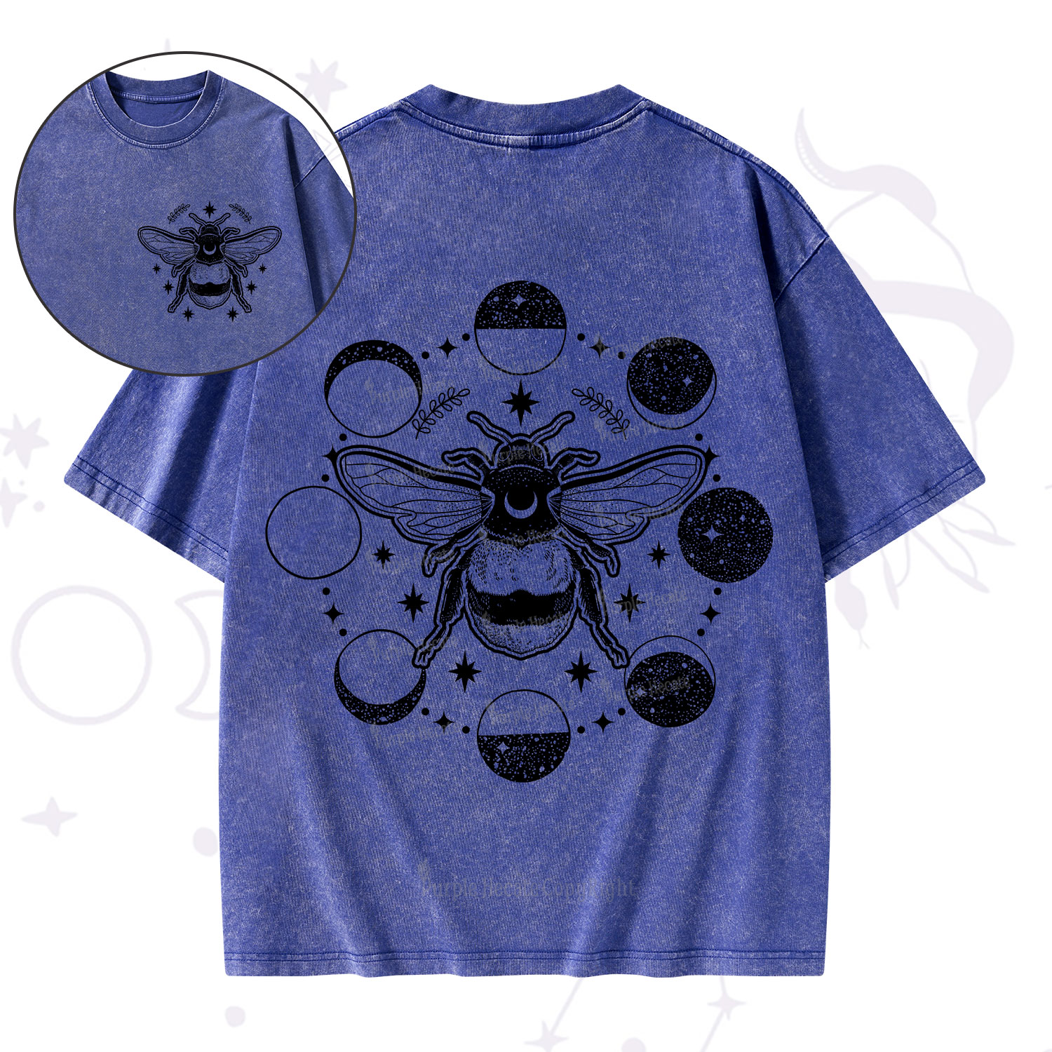 Purplehecate Moon Bee Washed T-Shirt