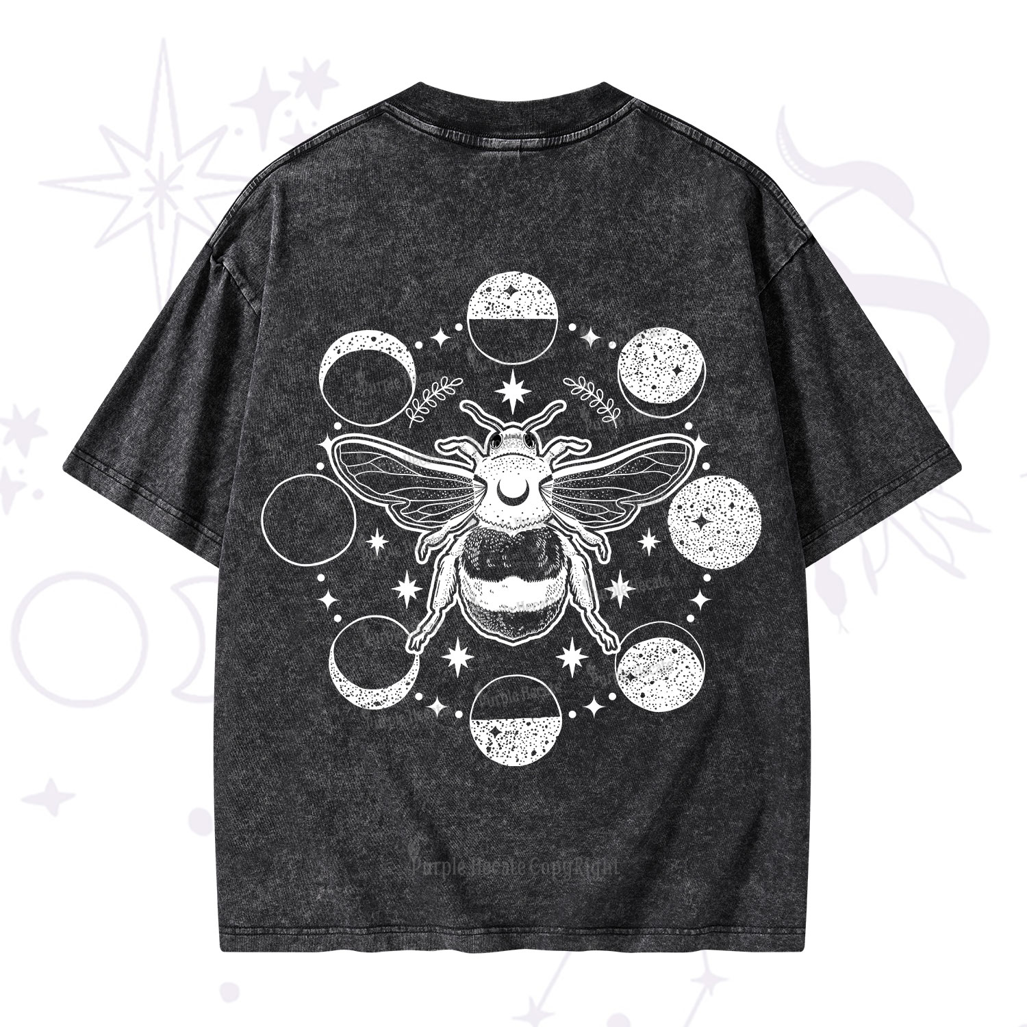 Purplehecate Moon Bee Washed T-Shirt